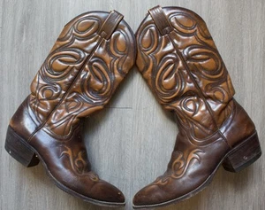 Vintage Dan Post genähte Cowboystiefel Herren Größe 9,5 D hergestellt in Spanien 8X - Bild 1 von 7
