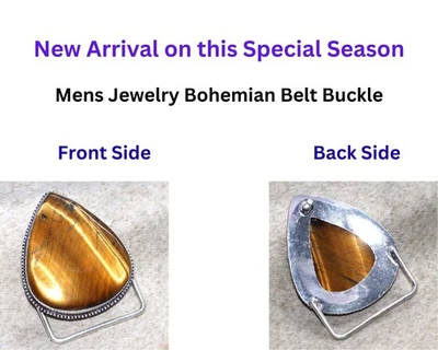 Huge Tiger Eye 925 Silver Plated Handmade Belt Buckle 2.3" Modern Gifts GW - Image 1 of 3