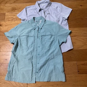 LOT 2 L L BEAN COLUMBIA WOMEN BUTTON UP VENTED SHIRT TOPS MULTICOLORS XL X LARGE - Picture 1 of 11