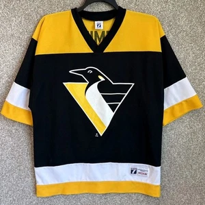 Vintage Logo 7 NHL Mens Medium Pittsburgh Penguins Mario Lemieux Robo Jersey USA - Picture 1 of 14