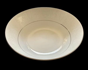 Crown Victoria Lovelace 9.25" Serving Bowl Round Platinum Trim Excellent - Picture 1 of 9