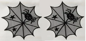 2 Lace Doilies 17.5" Black Smiling Spider Table Accent Livingroom Halloween - Picture 1 of 4