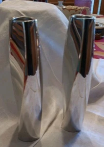 Nambe Set of 2 Twist Candlesticks 2002 Fred Bould 6236 Metal Alloy - Bild 1 von 4