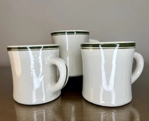 Vintage Victor Green Stripe Diner Kaffeetassen 3er Set mit Griff Streifen 6oz - Bild 1 von 24