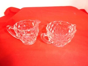 American Fostoria CREMA y AZÚCAR 2 Piezas Transparente Vintage - Imagen 1 de 7