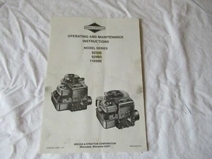Briggs & Stratton 92500 92900 110900 manual de instrucciones de servicio de funcionamiento del motor - Imagen 1 de 5