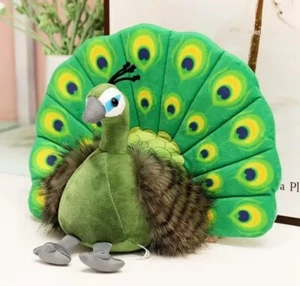 Green Peacock Bird Plush Toy 10" Stuffed Animal Toddler Doll Gift for Kids - Picture 1 of 6
