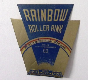 Etichetta pattinaggio a rotelle anni 40 pista a rulli arcobaleno Harrisburg PA 4,75" - Foto 1 di 2