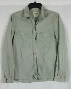 Madewell Damen salbeigrün Button Down Top 100% Baumwolle Langarm Oberteil Medium - Bild 1 von 10