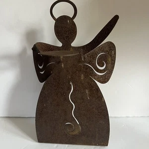 Rustic Angle Candle Holder Metal 12” Christmas Decor  - Picture 1 of 13