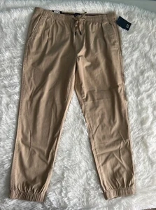 Gap Men’s Twill Jogger Pants Sz XL Tapered Stretch Tan Brown - Picture 1 of 13