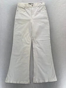 Express Chino Pants Women's 6 Wide Leg Flared Extreme High Rise White Stretch - Picture 1 of 21