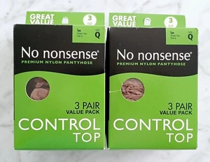 No Nonsense Control Top Tan Sheer Toe Pantyhose 6 Pair Size Q - Picture 1 of 2