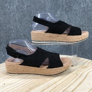 Dr Scholls Womens 11M Catch 22 Slingback Espadrille Platform Black Velvet Fabric - Picture 1 of 17