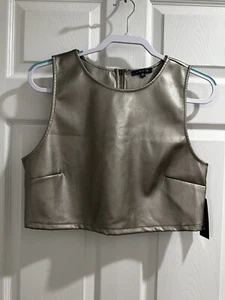 Camiseta corta Kirious para mujer sin mangas metálica plateada nueva con etiquetas talla XL 100 % poliéster - Imagen 1 de 12