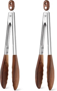 Baderke 2 Pcs Walnut Wooden Kitchen Tongs Salad Tongs with Wooden Tips, Locki... - Picture 1 of 13