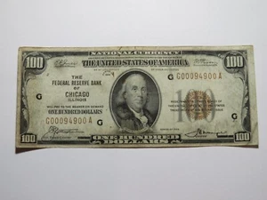 $100 1929 Chicago National Currency Fancy Serial # Federal Reserve Bank Note F++ - Picture 1 of 3