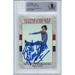 Scott Hamilton Auto 1991 Impel #46 Team USA Ice Skating HOF Signed Beckett Slab - Picture 1 of 5