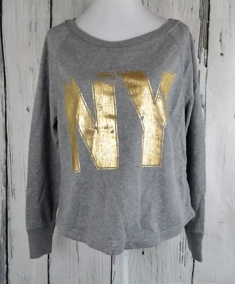 Sudadera para mujer Aeropostale NY polar brillante Top manga larga gris grande L Foto 1 de 4