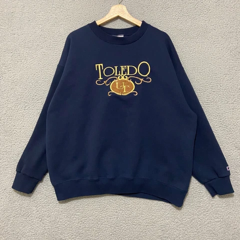 Vintage University Of Toledo Crewneck Sweatshirt Adult 2XL Blue Embroidered NCAA Cover