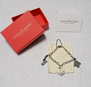 James Avery 925 Bracelet Snow Chrystal Charm & Retired Reindeer & Christmas Tree - Picture 1 of 13