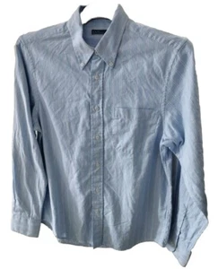 ❤️ Trendy Smart Pale Blue 100% Cotton Easy Shirt, Narrow Strips, Small Size❤️ - Picture 1 of 10