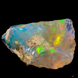 Natural Welo Fire White Ethiopian Opal Rough Gemstone 4.15 Ct 14X9X8 mm GC-32436 - Picture 1 of 3