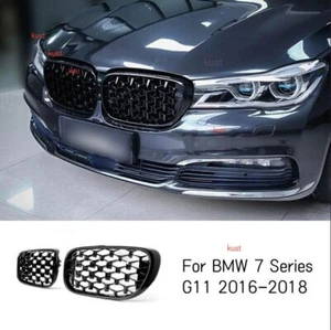 2X Black Gypsophila Front Grille Grill Cover Trim For BMW 7 Series G11 2016-2018 - Picture 1 of 17