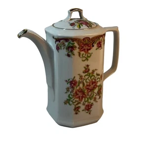 Ancienne cafetière en porcelaine fleurie Felmann Weiden Bavière Allemagne avec couvercle - Photo 1/8