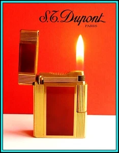 S.T. DUPONT Lighter - Ligne 1 Rose Gold & Brown Chinese Lacquer - JUST SERVICED - Picture 1 of 18