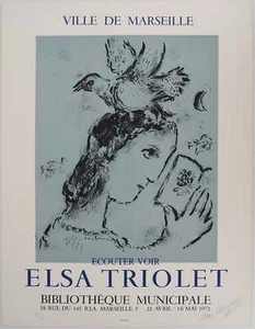 Marc CHAGALL : Elsa Triolet, Femme à l'oiseau, Lithographie originale signée - Picture 1 of 8