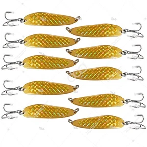 10pcs 1oz Gold Chrome crocodile Spoon trolling flutter Casting Jigs Metal Lure - Picture 1 of 6