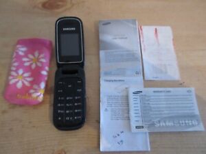 Samsung GT-E1270 - Black Flip Phone + Instructions & Sleeve - Locked Virgin
