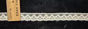 Vintage/antiguo, marfil, ribete de encaje de algodón, 20 yardas - Imagen 1 de 1