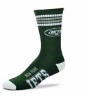 New York Jets NFL For Bare Feet 4-Stripe Deuce Crew Adult Socks *Medium