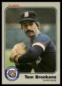 1983 Fleer #327a Tom Brookens Short brown box - Picture 1 of 2