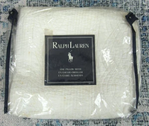 De colección NUEVO NOS Ralph Lauren BARTLETT King Almohada Falsa Blanco Acolchado Crochet - Imagen 1 de 10