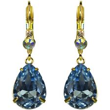Kirks Folly Precious Teardrop Leverback Earrings GT Light Blue Sapphire Crystals