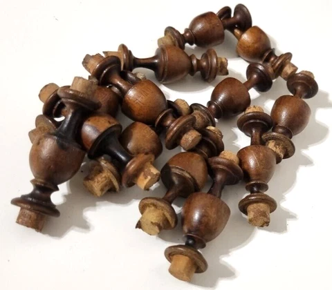 11 Turned walnut spindle Antique French salvaged baluster column Furniture 1.9" Cover