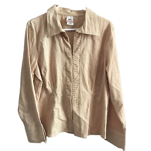 Faded Glory Womens Shirt XL X-Large 16 18 Stretch Long Sleeve Sparkle Peach - Picture 1 of 6