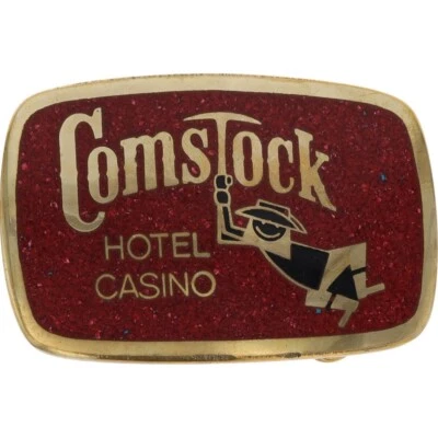 Nuevo Latón Coral Comstock Hotel Casino Reno Nevada Años 80 Nuevo de Lote Antiguo Hebilla de Cinturón Foto 1 de 4