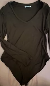 Mangopop Bodysuit Size XXL Snap Bottom Extra Stretchy Dark Brown Soft Long Sleek - Picture 1 of 4