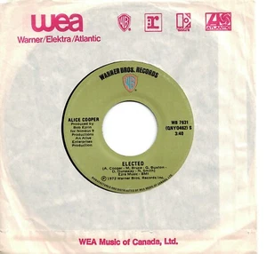 CANADA 1972 ROCK 45 RPM ALICE COOPER : ELECTED + LUNEY TUNE - Picture 1 of 1