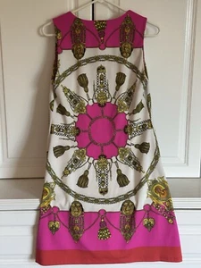 Julie Brown Dress Large Hot Pink And White Tassel Print - Picture 1 of 4