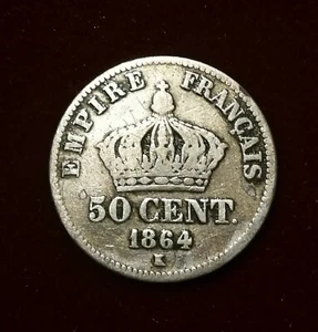 MONNAIE RARE **** 50 centimes Napoleon III 1864 K **** - Imagen 1 de 2