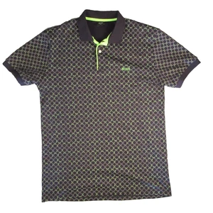 Hugo Boss Polo 2XL Navy and lime green 100% Cotton - Picture 1 of 7