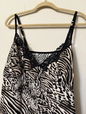 DE COLECCIÓN GEORGE ANIMAL PRINT CHEMISE SLIP BOHO ANIMAL SALVAJE SEXY INSERTO EXTRAÍBLE 1X Foto 1 de 4