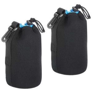 2Pcs 3.9" IDx7.1" H Camera Lens Bag with Thick Protective Neoprene Black Blue - Picture 1 of 7