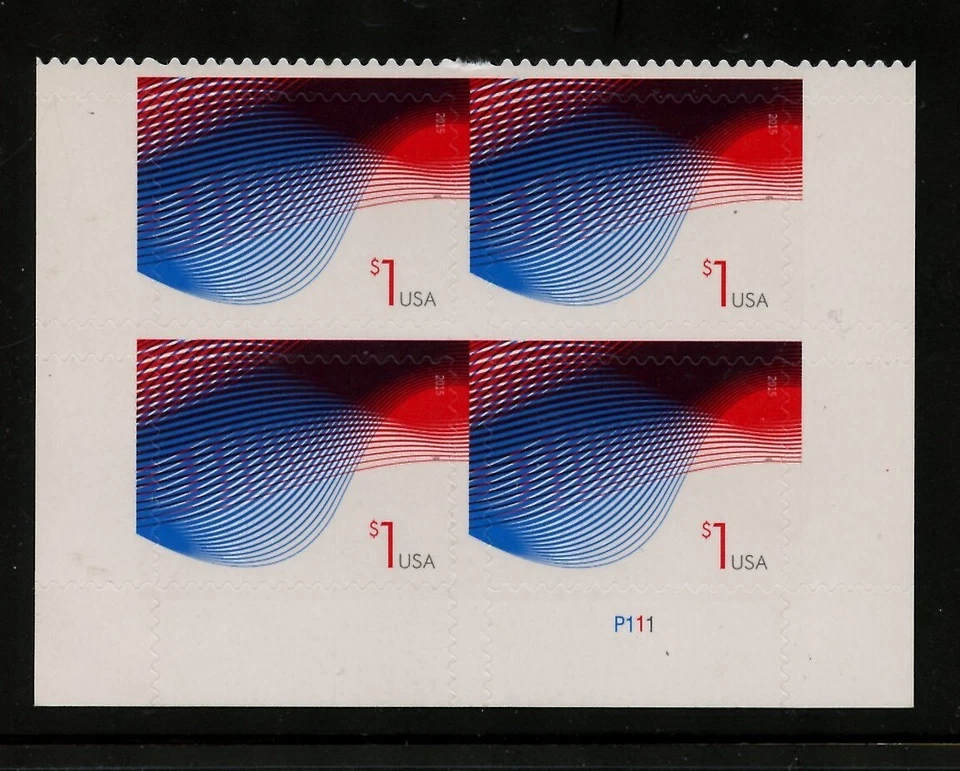 US 4953, 2015 $1.00 PATRIOTIC WAVES, BOTTOM PBOF4, MNH (US510K) - Image 1 of 1