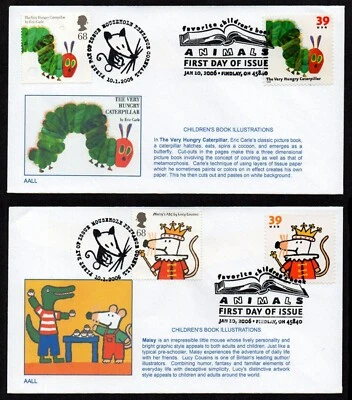 USA, SCOTT #3987-3990 & GB # 2340-2341, SET AALL FDC COVERS CATERPILLAR & MAISY - Image 1 of 3